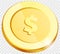Gold coin with dollar sign isolated. Realistic 3d coin. Money penny as symbol of wealth and success