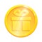 Gold coin Gift box icon for concept design. present Simple isolated pictogram. Christmas decoration Graphic element