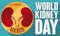 Gold Coin with Kidneys for World Kidney Day Celebration, Vector Illustration