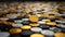 a gold coin sitting on top of a pile of dice