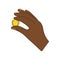 Gold coin squeezed in fingers icon