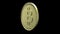 Gold coin with the symbol of digital crypto currency Bitcoin rotates on an edge on a transparent background, 3d rendering, PNG for