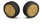 Gold coin tires on white background.3D illustration.