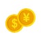 Gold coin trade war icon flat isolated vector