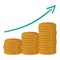 Gold Coins Cash Money Piles Arrow Growing Upward Business Financial Investment Vector Illustration Icon