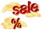 Gold coins illustration, sale and percent