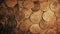 Gold Coins Pile Rotating Overhead Shot