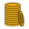 Gold coins piled up symbol isolated