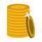 Gold coins piled up symbol isolated