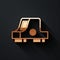 Gold Collimator sight icon isolated on black background. Sniper scope crosshairs. Long shadow style. Vector