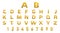 Gold color English alphabet. Alphabet with textures vectors.