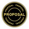 Gold color proposal round sticker on white background