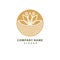 Gold color royal lotus flower for health luxury industry logo idea design illustration