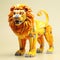 Gold Colored Lego Lion: Realistic, Vibrant, And Majestic 3d Model