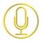 gold colored podcast recording microphone in circle