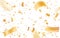 Gold confetti effect, falling realistic golden tinsel, festive vector background, template for holiday illustration
