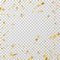 Gold confetti. Golden yellow ribbons flying down glitter isolated. Wedding party christmas background