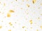 Gold confetti isolated on transparent backdrop. Luxury festive tinsel. Falling golden confetti. Christmas decoration