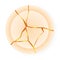 Gold crack pattern on ceramic plate or marble kintsugi repair background