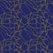 Gold cracks on blue seamless pattern - kintsugi concept, golden crinkles, broken pottery or howlite stone texture