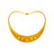 Gold crescent shaped necklace. Vector illustration on white background.