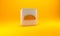 Gold Croissant icon isolated on yellow background. Silver square button. 3D render illustration