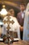 Gold cross for christening in the orthodox church. Church attributes