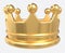 Gold crown 3d icon. Shiny gold crown. Royal majesty symbol. 3D rendering