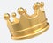 Gold crown 3d icon. Shiny gold crown. Royal majesty symbol. 3D rendering