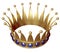 Gold crown encrusted with sapphires. A symbol of power, wealth and success. Isolated on white.