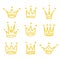 Gold crown icon set hand drawn style