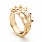 Gold Crown Ring 4co - Nature-inspired Vorticism Style Jewelry