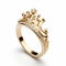 Gold Crown Ring With Diamond Accents - High-key Lighting Inspired