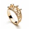 Gold Crown Ring With Diamond Set Crown - Infinity Nets Style