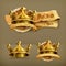 Gold crowns vector icons