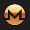 Gold Cryptocurrency coin Monero XMR icon isolated on black background. Digital currency. Altcoin symbol. Blockchain
