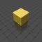 Gold cube on black smooth floor