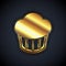 Gold Cupcake icon isolated on black background. Vector