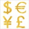 Gold currency symbols