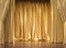 Gold curtains and wooden floor