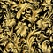 Gold damask ornaments seamless.