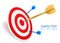 Gold dart hitting a target. Success concept.