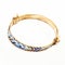 Gold Decorated Bangle With Blue Lines - Highly Detailed Foliage Design