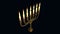 gold decorative menorah glowing isolated. conceptual object 3D illustration