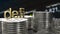 The gold defi text  on silver coins business background  3d rendering