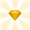 Gold diamond gemstone on zoom comics, golden flat diamonds jewelry icon, gold gems on soft rays burst shine background, gold