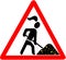 Gold digger lady warning red triangular road sign