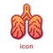 Gold Disease lungs icon isolated on white background. Vector