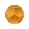 Gold dodecahedron on a white background with a gradient for game, icon, packaging design or logo. Platonic solid. Vector