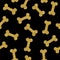 Gold dog bone seamless pattern golden glitter art